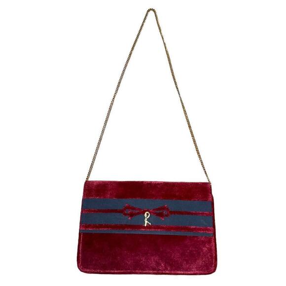 Roberta di Camerino Women’s Red Black Velvet Clutch Purse Evening Bag - Picture 1 of 14